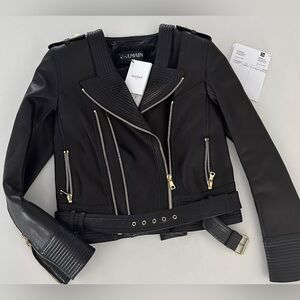 Balmain leather Biker Jacket MOTO LAMB LEATHER RECEIPT 40